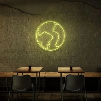 Erdkugel Kontur LED-Neonschild für Café oder Wohnzimmer