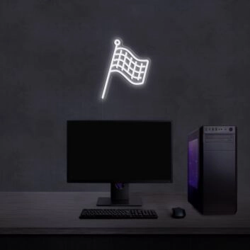 karierte Rennflagge LED-Neonschild für Gaming und Wohnzimmer
