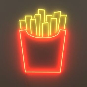 Pommes Frites im Becher LED-Neonschild für Restaurant und Imbiss
