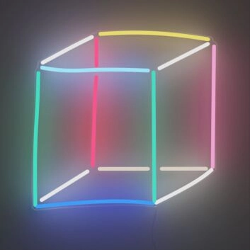 dreidimensionaler Würfel LED-Neonschild Wohnzimmer Büro