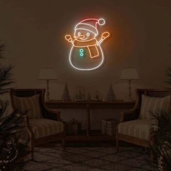 Schneemann mit Weihnachtsmütze LED-Neonschild Wohnzimmer Weihnachtsdekoration