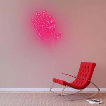 Hände mit verschränkten Fingern LED-Neonschild Wohnzimmer Schlafzimmer