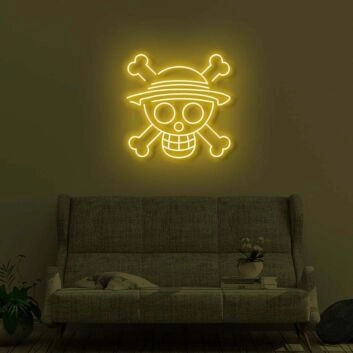 Totenkopf mit Strohhut LED-Neonschild Wohnzimmer Gamingzimmer