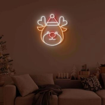 Rentierkopf mit Weihnachtsmütze LED-Neonschild Wohnzimmer Weihnachtsdekoration