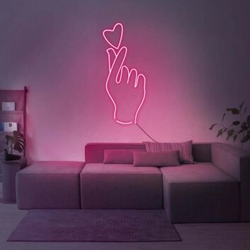 Hand mit Herzsymbol LED-Neonschild Wohnzimmer Schlafzimmer