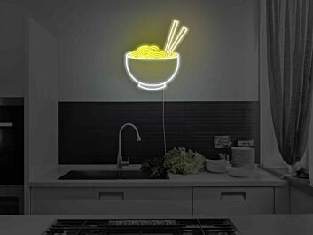 Schüssel mit Nudeln und Essstäbchen LED-Neonschild für Küche oder Restaurant