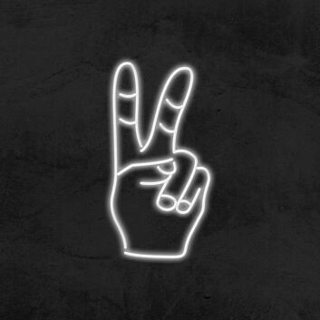Hand mit Victory Zeichen LED-Neonschild Wohnzimmer Bar