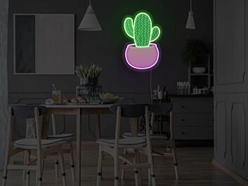 Kaktus im Blumentopf LED-Neonschild für Wohnzimmer oder Café