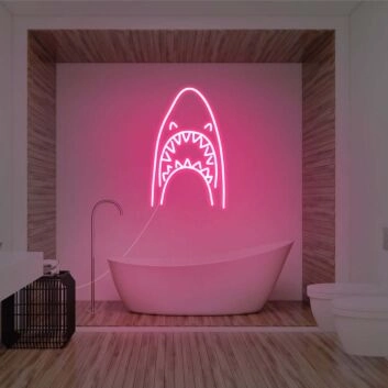 Hai mit geöffnetem Maul LED-Neonschild Badezimmer Wohnzimmer