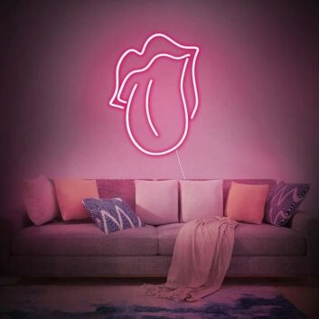 Lippen mit herausgestreckter Zunge LED-Neonschild für Wohnzimmer Bar