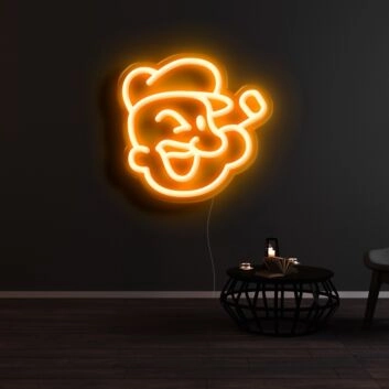 lachendes Gesicht mit Mütze und Pfeife LED-Neonschild Wohnzimmer Bar