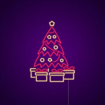 Weihnachtsbaum mit Geschenken LED-Neonschild Wohnzimmer Weihnachtsdekoration