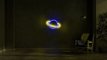 Planet mit Ringen LED-Neonschild Wohnzimmer Schlafzimmer