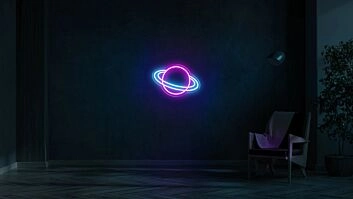 Planet mit Ringen LED-Neonschild Wohnzimmer Schlafzimmer