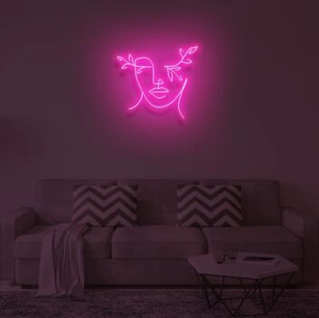 Abstraktes Gesicht mit Blättern LED-Neonschild Wohnzimmer Studio