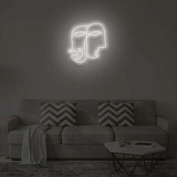 Abstrakte Gesichter mit Herz LED-Neonschild Wohnzimmer Schlafzimmer