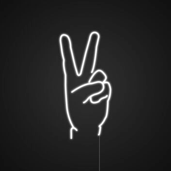 Hand mit Victory Zeichen LED-Neonschild Wohnzimmer Bar