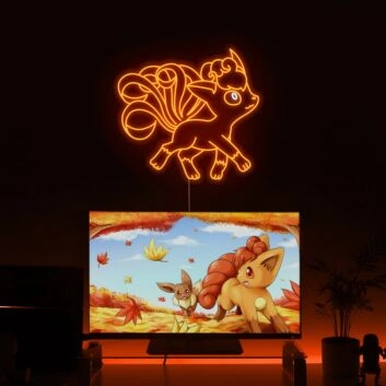 Fuchs mit mehreren Schweifen LED-Neonschild für Gamingzimmer Wohnzimmer