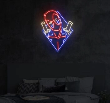 Maske mit gekreuzten Schwertern LED-Neonschild für Gamingzimmer und Wohnzimmer