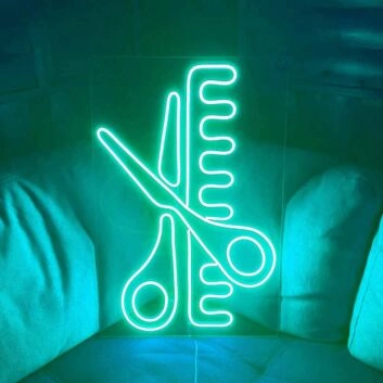 Schere und Kamm LED-Neonschild für Friseursalon
