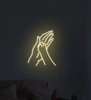 Umriss zweier sich berührender Hände LED-Neonschild Wohnzimmer Schlafzimmer