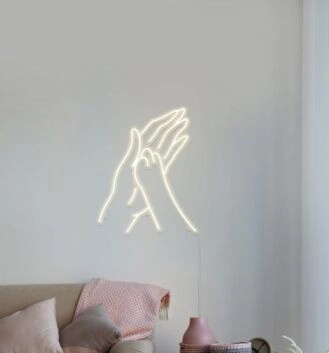 Umriss zweier sich berührender Hände LED-Neonschild Wohnzimmer Schlafzimmer