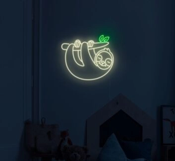 Faultier auf Ast LED-Neonschild Kinderzimmer Wohnzimmer