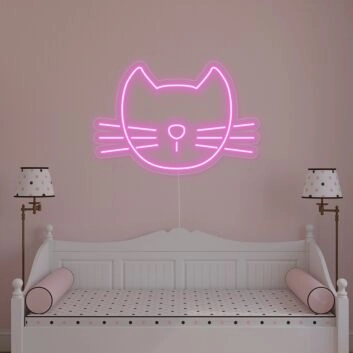 Katzenkopf LED-Neonschild für Kinderzimmer und Wohnzimmer