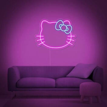 Katzenkopf mit Schleife LED-Neonschild Wohnzimmer Kinderzimmer