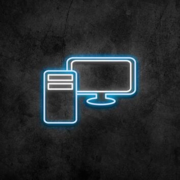 Computer mit Monitor LED-Neonschild für Gamingzimmer und Büro