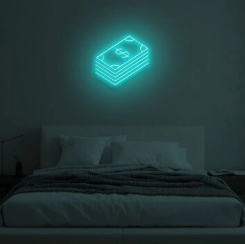 Geldscheinstapel LED-Neonschild Schlafzimmer Wohnzimmer