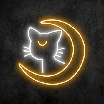 Katze mit Halbmond LED-Neonschild Wohnzimmer Schlafzimmer