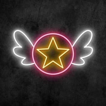 Stern mit Flügeln LED-Neonschild Wohnzimmer Kinderzimmer