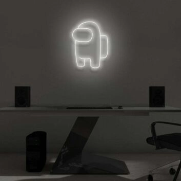 Spielfigur mit Rucksack LED-Neonschild Gamingzimmer Büro