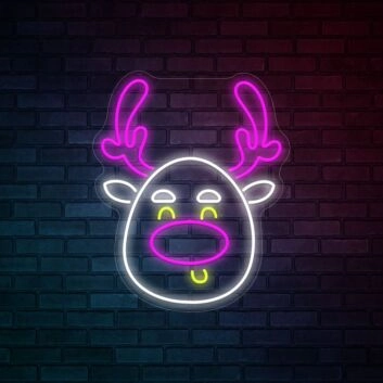 Rentierkopf LED-Neonschild Weihnachten Wohnzimmer