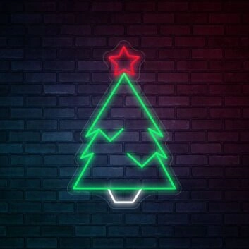 Weihnachtsbaum mit Stern LED-Neonschild Wohnzimmer Weihnachtsdeko