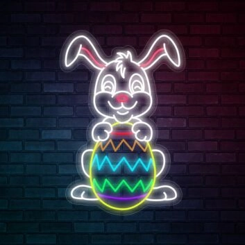 Osterhase mit Osterei LED-Neonschild für Wohnzimmer oder Schaufenster