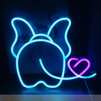 Elefantenrückansicht mit Herz LED-Neonschild für Kinderzimmer oder Wohnzimmer