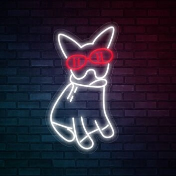 Hund mit Sonnenbrille LED-Neonschild für Wohnzimmer oder Bar