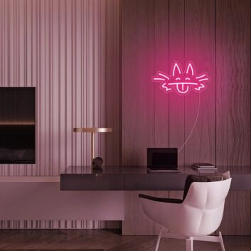 Katze mit herausgestreckter Zunge LED-Neonschild Wohnzimmer Home Office