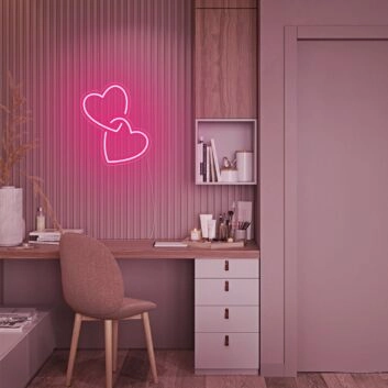 zwei verbundene Herzen LED-Neonschild Schlafzimmer Wohnzimmer