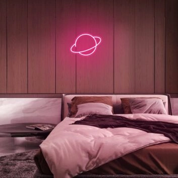 Planet mit Ring LED-Neonschild Schlafzimmer