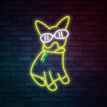 Hund mit Sonnenbrille LED-Neonschild für Wohnzimmer oder Bar