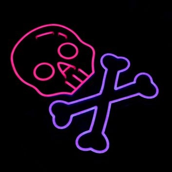 Totenkopf mit gekreuzten Knochen LED-Neonschild für Bar Club