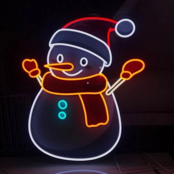 Schneemann mit Weihnachtsmütze LED-Neonschild für Weihnachten Wohnzimmer