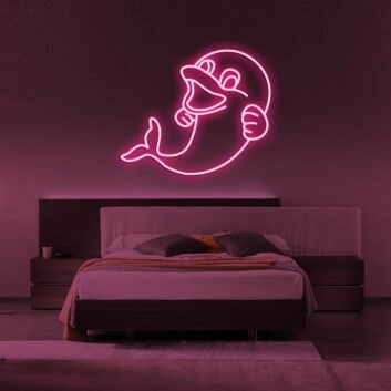 lächelnder Delfin LED-Neonschild für Schlafzimmer oder Kinderzimmer