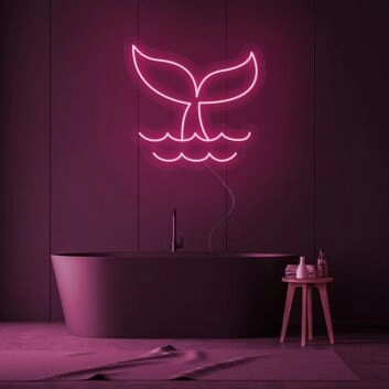 Walflosse über Wasser LED-Neonschild Badezimmer