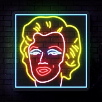 Porträt einer Frau mit Lockenfrisur LED-Neonschild für Wohnzimmer Bar