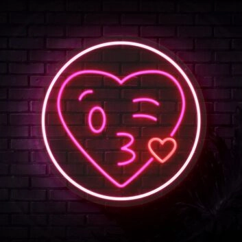 Herz mit Kuss Emoji LED-Neonschild Wohnzimmer Schlafzimmer