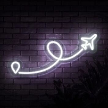 Flugzeug mit Flugroute LED-Neonschild für Wohnzimmer Reisebüro